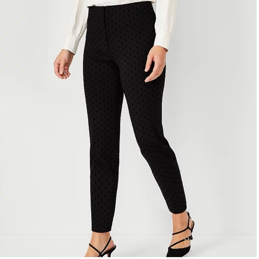 LOFT Black Textured Ankle Pants